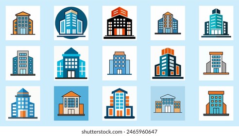 A striking Shutterstock vector of an office building, showcasing modern architecture with sleek lines and glass facades. Ideal for business, real estate, and urban-themed designs