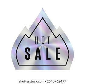 Un letrero llamativo muestra la venta caliente en medio de un llamativo diseño en forma de fuego holográfico, perfecto para llamar la atención sobre las ventas y promociones en espacios comerciales