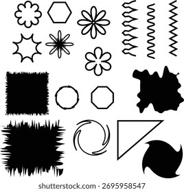 Uma silhueta impressionante de uma forma geométrica abstrata, apresentada perfeitamente isolada em um fundo branco para uso de design versátil.