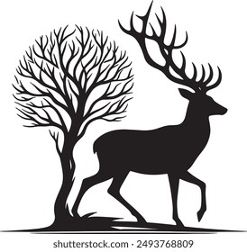 Striking silhouette of a deer in a natural pose