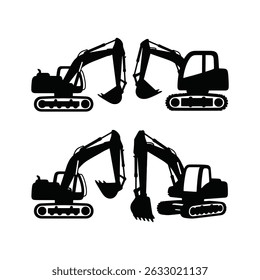 A striking silhouette of an excavator in motion, showcasing raw power and precision against a dramatic
