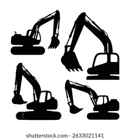 A striking silhouette of an excavator in motion, showcasing raw power and precision against a dramatic