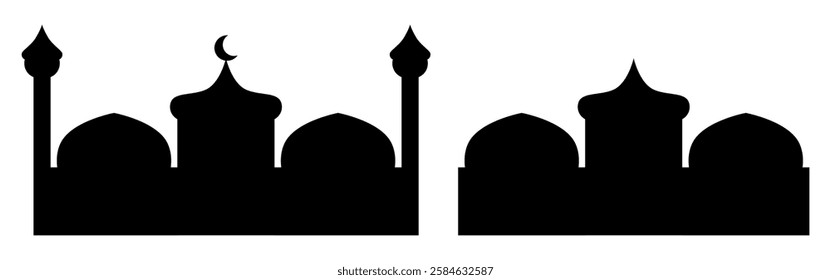 Striking silhouette featuring domes and minarets, perfect for architectural illustrations and thematic designs.