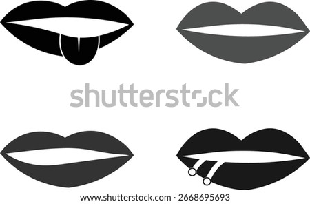 A striking silhouette of lips, rendered in a bold, graphic style. This design is ideal for conveying themes of communication, beauty, or sensuality.
