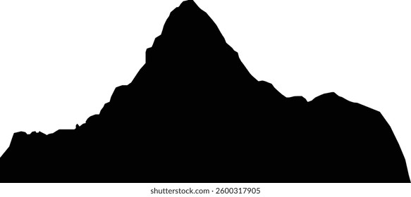 Striking Silhouette of a Majestic Mountain Peak vector on white background