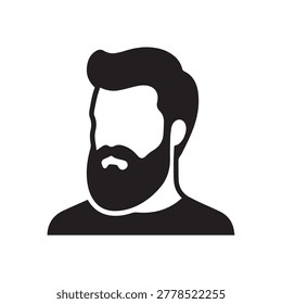A striking silhouette of a man with a thick beard and long hair, captured in a side profile view. The image uses bold black shading against a stark white background, emphasizing texture and form witho.