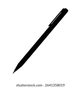 A striking silhouette of a mechanical pencil, perfect for design projects needing a simple, elegant illustration.