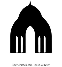 A striking silhouette of a mosque dome showcasing Islamic architecture and cultural heritage, emphasizing religious and historical significance.