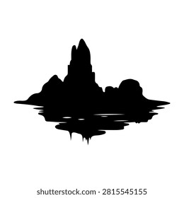 A striking silhouette of a mountain peak reflected in calm water, emphasizing natural landscape and serene outdoor scenery.