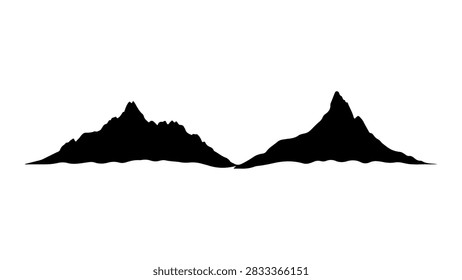 A striking silhouette of a mountain range featuring twin peaks and expansive valleys, emphasizing natural landscape and outdoor scenery.