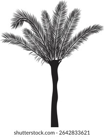 A striking silhouette of palm trees, rendered in a minimalist style. The design features a clean, bold silhouette, perfect for various applications.