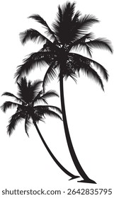 A striking silhouette of palm trees, rendered in a minimalist black and white style. The design features a clean, graphic silhouette aesthetic, perfect for various applications.