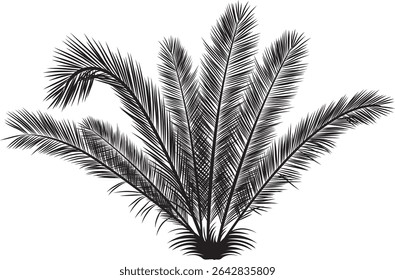A striking silhouette of palm trees, rendered in a minimalist style. The design features clean lines and a strong graphic presence, perfect for various applications.