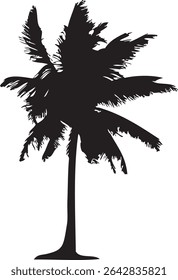 A striking silhouette of palm trees, rendered in a minimalist black and white style. The design features clean lines and a simple, elegant aesthetic, perfect for various applications.