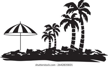 A striking silhouette of palm trees, rendered in a minimalist style. The design features clean lines and a simple, elegant aesthetic, perfect for various applications.