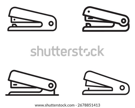 A striking silhouette of a stapler presented as a clean outline. This design is isolated on a white background, making it versatile for various applications.