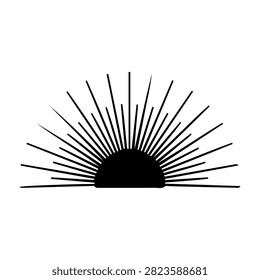 A striking silhouette of a sunrise with rays emanating from the horizon, symbolizing new beginnings and hope in nature.