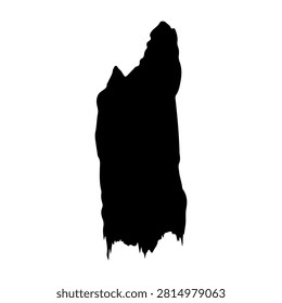 A striking silhouette of a tall, jagged mountain peak against a clear sky, emphasizing rugged terrain and natural elevation.
