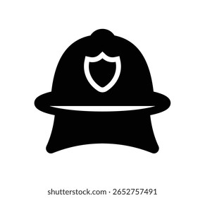 A striking silhouette of a traditional police hat featuring a shield emblem, perfect for law enforcement themes or security-related projects.