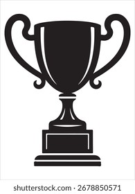 Una silueta llamativa de una taza de trofeo, presentada en un diseño de Vector limpio aislado sobre un fondo blanco.