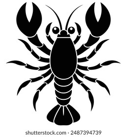 A striking silhouette vector illustration of a lobster, showcasing intricate details in a clean, minimalistic style perfect for various design projects.