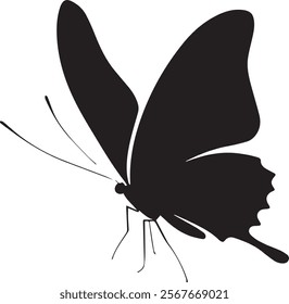 A striking, simple silhouette of a butterfly, perfect for showcasing elegance, nature, or beauty.