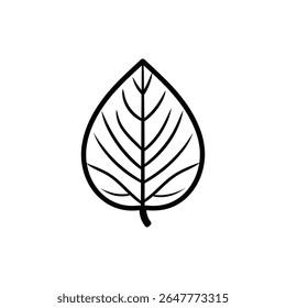 Striking in its simplicity, this artwork presents a monochrome leaf outline. Its well-defined veins add complexity, all set against a transparent backdrop for versatile use.