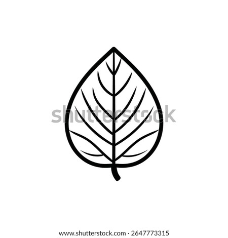 Striking in its simplicity, this artwork presents a monochrome leaf outline. Its well-defined veins add complexity, all set against a transparent backdrop for versatile use.