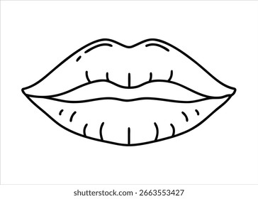 Um desenho de linha única marcante que captura o gesto sutil de morder um lábio, perfeito para transmitir emoção, sensualidade ou pensamento.