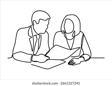 Una llamativa ilustración de una sola línea que muestra a un hombre de negocios en un entorno profesional, representada con elegantes trazos continuos y una sofisticada paleta de colores.