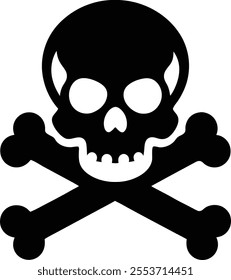 a striking skull and crossbones vector illustration and silhouettes  icon,   design High-resolution and easy to customize for various applications