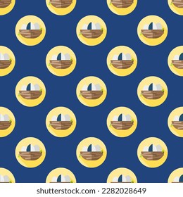 Striking square tile with an amusing animal portrait. Seamless pattern with nest on dark slate gray background. Design for a business card with an animal graphic.