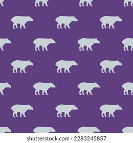 Striking square tile with an amusing animal portrait. Seamless pattern with tapir mammal shape from side on light gray background. Design for a mug featuring an animal.