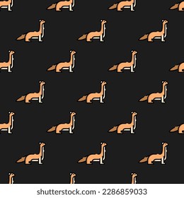 Striking square tile with an engaging animal portrait. Seamless pattern with weasel on peru background. Design for a tote bag with an animal silhouette.