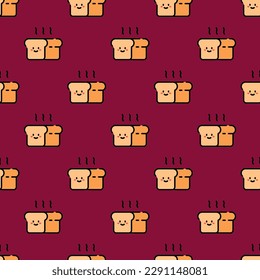 Striking square tile with an engaging food portrait. Seamless pattern with bread on light coral background. Design for an abstract border.