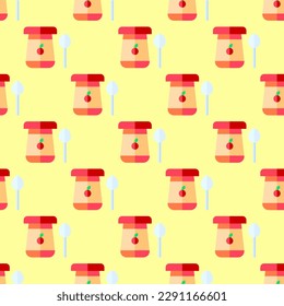 Striking square tile with an engaging food portrait. Seamless pattern with jam on blond background. Design for a chevron pattern.