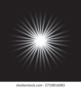 Ein auffälliges Sternzeichen-Muster mit strahlenden Linien, die von einem zentralen Punkt ausgehen, auf dunklem Hintergrund gesetzt, wodurch ein visuell dynamisches und modernes Design entsteht.