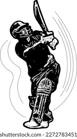 "Striking Success: A Vector Illustration of a Cricket Batsman Hitting a Sixer""The Beauty of the Game: Capturing a Cricket Batsman's Artistic Shot in Vector Sketch"