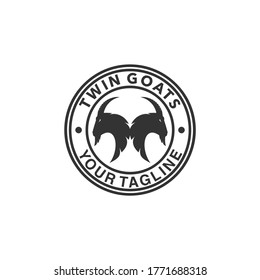 diseño del logotipo del vector de la cabeza de la cabra gemela