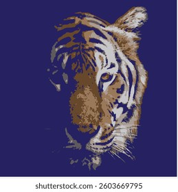 Striking Tiger Portrait Against a Deep Blue Background