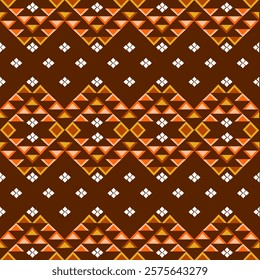 Striking tribal pattern with intricate diamond and star motifs in warm amber and gold tones. Perfect for ethnic-inspired fashion, textiles, or digital designs seeking an authentic cultural aesthetic.