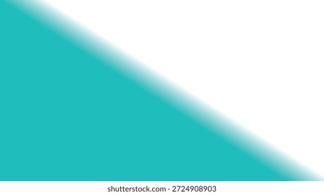 Una sorprendente composición diagonal de dos tonos con una vibrante transición de color verde azulado en un espacio blanco limpio.