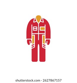 Striking uniform vector features a bold red suit with eye catching gold accents. This full-body vector provides a strong and clear element on white background.