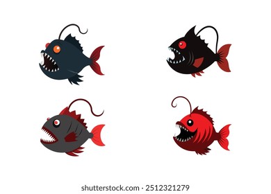 Uma arte vetorial impressionante de um peixe pescador, capturando suas características únicas no mar profundo, perfeito para produtos digitais, ilustrações e design gráfico