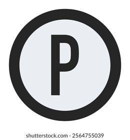 A striking vector design showcasing the letter “P” in black, framed within a bold circular border. A versatile asset for logos, signage, or visual branding projects.