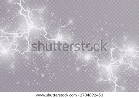 Striking vector of electric lightning bolts with glowing light effects