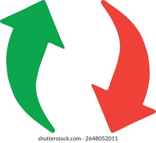 A striking vector graphic featuring a prominent upward-pointing arrow, symbolizing progress and success. This design utilizes a vibrant and professional color scheme suitable for business presentation