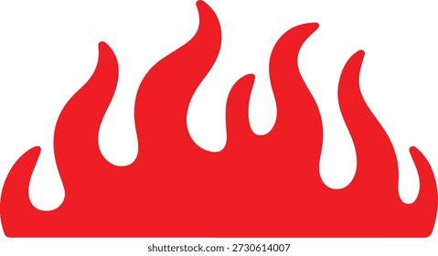 Striking vector illustration of bold red fire flames with sharp edges, isolated on a clean white background, evoking themes of danger, energy, and heat for commercial and editorial use