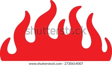 Striking vector illustration of bold red fire flames with sharp edges, isolated on a clean white background, evoking themes of danger, energy, and heat for commercial and editorial use