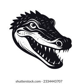 A striking vector illustration of a crocodile head showcased against a pristine white background, conveying the creature's strength and allure